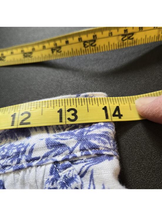 Joie 100% Linen Toile Midi Skirt Blue White Tropical Coastal Grandma Boho Small - Picture 6 of 6